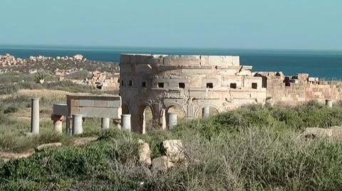 Ancient site - Sabratha Stock Footage