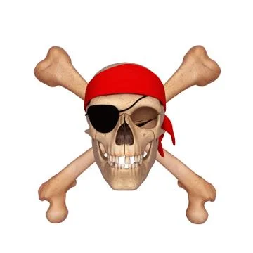 Ancient skull with bones Stock Illustration