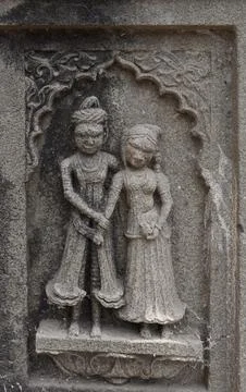 Ancient small Carved Structure on the wall Stock Photos