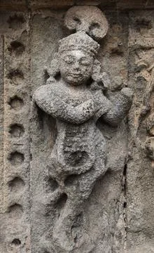 Ancient small Carved Structure on the wall Stock Photos