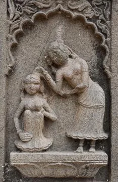 Ancient small Carved Structure on the walls Stock Photos