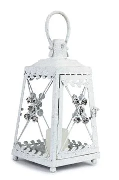 Ancient small lantern isolated on white Stock Photos
