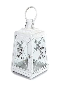 Ancient small lantern isolated on white Stock Photos