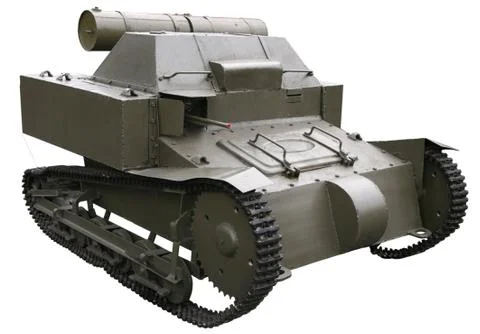 Ancient small self-propelled tank Stock Photos