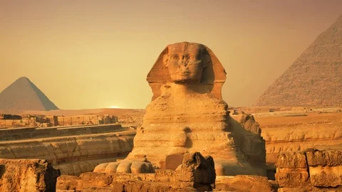 Ancient sphinx and pyramids, symbol of Egypt Stock Footage 103167713