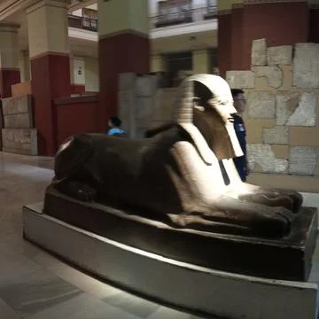 Ancient Sphinx Statue Displayed in Egyptian Museum Cairo Stock Photos