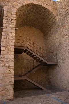 Ancient stables of the Peñíscola castle Stock Photos