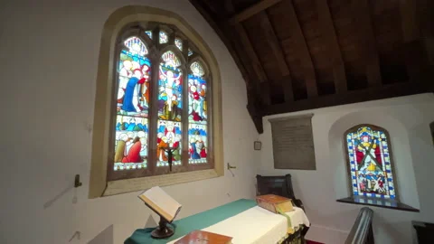 Ancient Stained Glass Windows Stock Footage 202189867