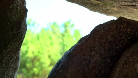 Ancient standing stone structure interior - 4K Stock Footage 159370157