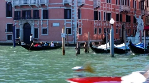 Ancient statue of the goddess on the street of Venice, Italy Stock Footage 70820072