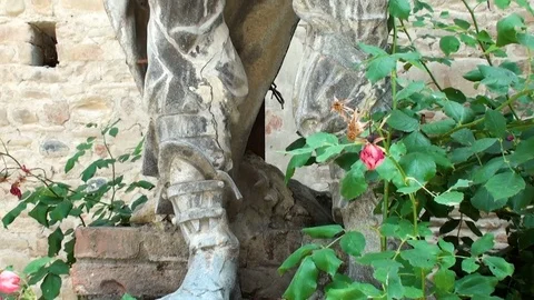 Ancient statue of gothic muscular warrior man Stock Footage 71241104