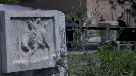 Ancient Statue In The Roman Forum In Rome, Italy Stock Footage 155031153