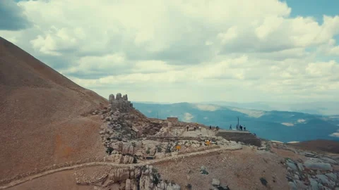 Ancient statues found on Mount Nemrut in Turkey Stock Footage 257019306