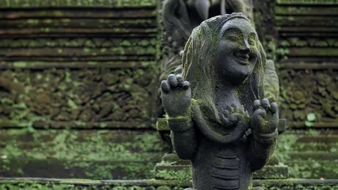Ancient statues in the temple of Bali Stock Footage 229371651