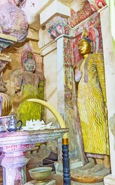 The ancient statues in temple Stock Photos