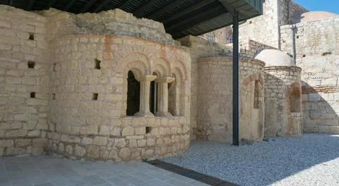 Ancient Stone Apse with Arched Windows in the of St. Nicholas Church, Demre,  Foto stock