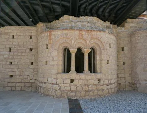 Ancient Stone Apse with Arched Windows in the of St. Nicholas Church, Demre,  Foto stock
