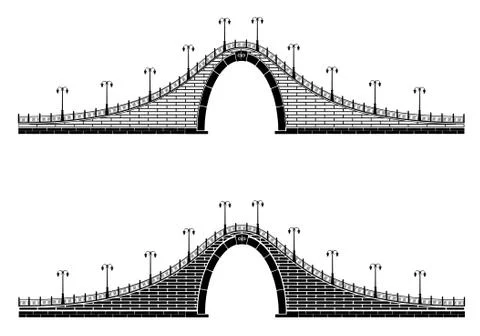 An ancient stone arch bridge Stock Illustration