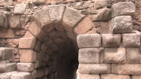 Ancient stone arch Pathway leading to Merida Ancient Roman Theater Video stock 195981314