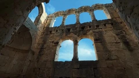 Ancient Stone Arches at Alahan Monastery Vídeos de archivo 345162030