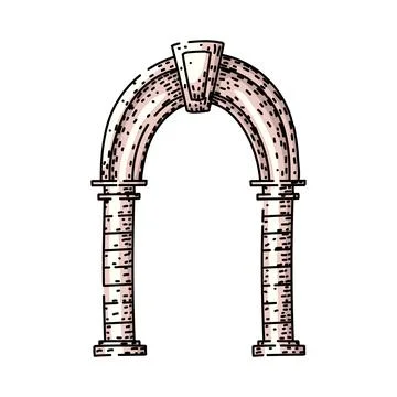 Ancient stone archway architectural structure design Ilustración de archivo