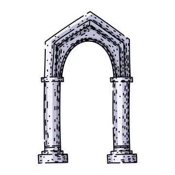 Ancient stone archway representing history and architecture Ilustración de archivo