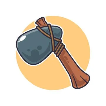 Ancient stone axe - cartoon vector illustration Stock Illustration