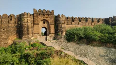 Ancient stone Badshahi Gate of Rohtas Fort heritage Stock Photos