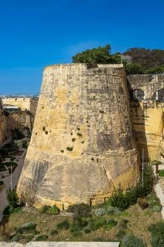 Ancient Stone Bastion Tower in Malta Stock Photos