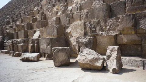Ancient Stone Blocks at the Base of the Great Pyramid Stock Footage 304194109