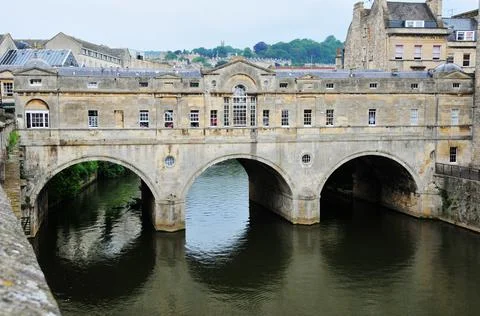 An ancient stone bridge in bath, England Stock Photos
