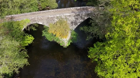 Ancient Stone Bridge Spans The Parga River Stock-Footage 335458224