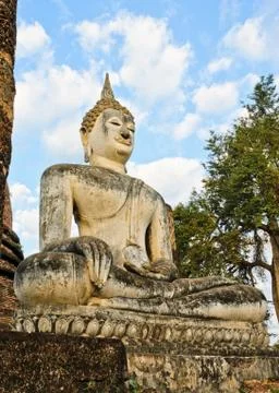 Ancient stone buddha Stock Photos