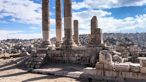 Ancient Stone Columns in Jabal Al Qala in Amman Jordan Stock Footage 297432105