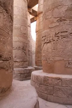 Ancient stone columns in karnak Stock Photos