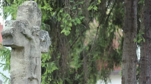 Ancient Stone Cross with Christ on Stock Footage 46110306