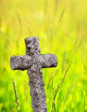 Ancient stone cross Stock Photos