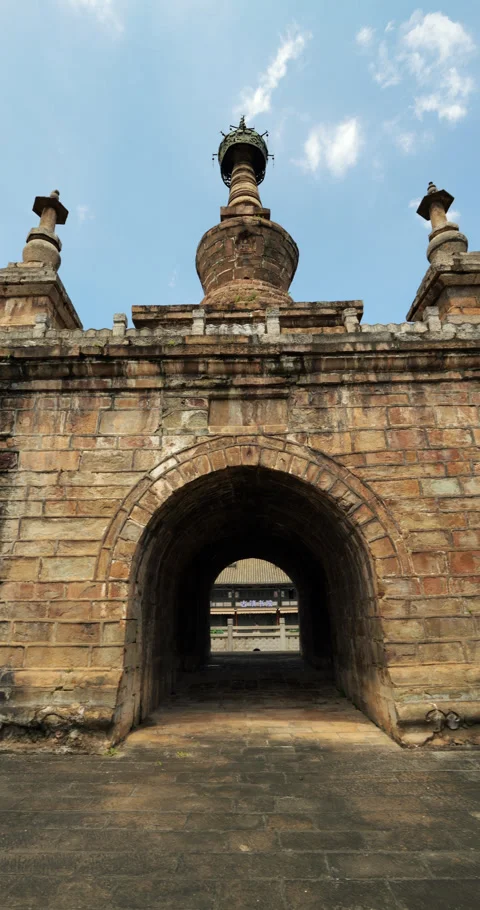 Ancient stone Diamond Throne Pagoda in Guandu old town Kunming Stock Footage 329625253