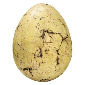 Ancient stone egg with cracks isolated on white Stock Photos