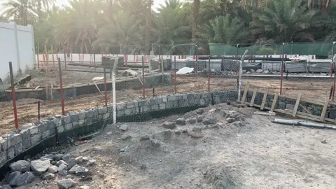 Ancient Stone Foundations at an Archaeological Site 库存影片 340417571
