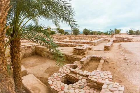 Ancient Stone Foundations Of Early Islamic City Ruins Ayla In Aqaba.Founded.. Stock Photos