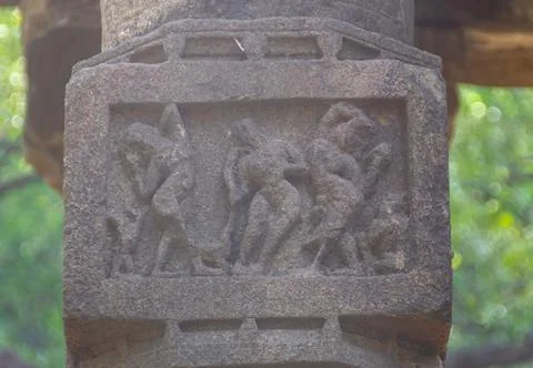 Ancient Stone Panel of Figures Stock Photos
