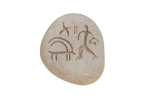 The ancient stone patterned isolated on white Stock Photos