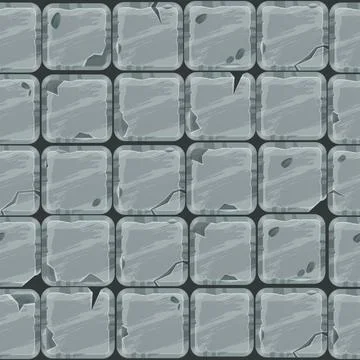Ancient stone pavement seamless pattern, cracked gray rock tiles texture イラスト素材