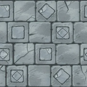 Ancient stone pavement texture, vector brick wall seamless pattern 스톡 일러스트