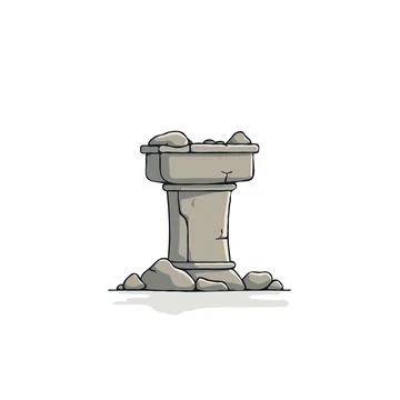 Ancient stone pedestal with weathered texture showcases ruins and timeless .. Stock Illustration