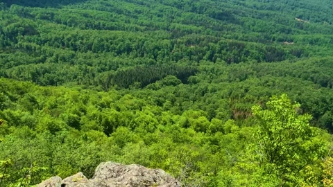 Ancient stone rests on rugged hilltop. Jastrebac Mountain, Serbia. Stock Footage 336024154