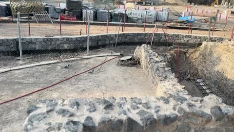 Ancient Stone Ruins at an Archaeological Dig Site Stock Footage 340415608