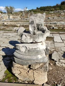 Ancient stone ruins with a pattern, fragments of ancient buildings Stock Photos