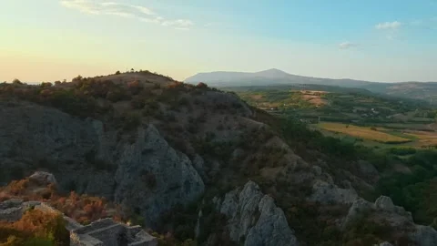 Ancient stone ruins stand tall on rugged hillsides. Soko Grad, Serbia 動画素材 345896575